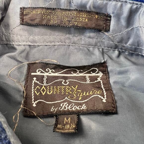 Country Square Vintage Blue Plaid Button Down Shirt Acrylic Wool Size Medium - Picture 4 of 4